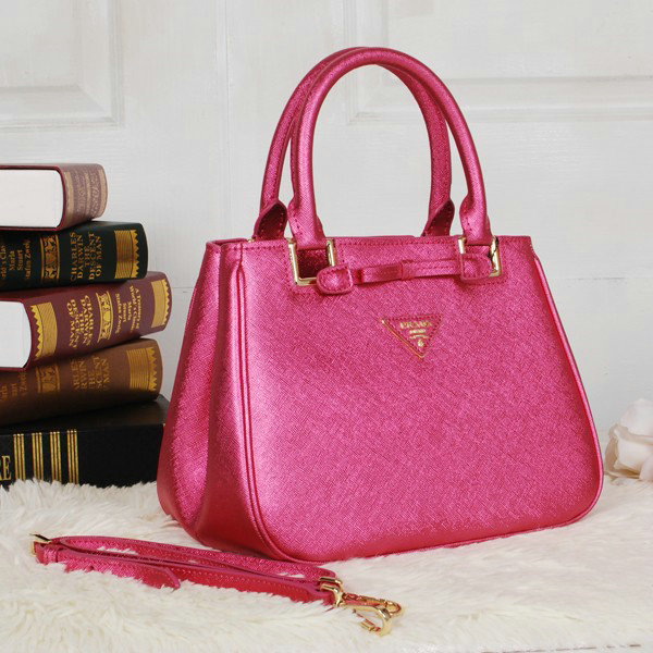 2014 Prada Fluorescence saffiano tote BN2245 rosered